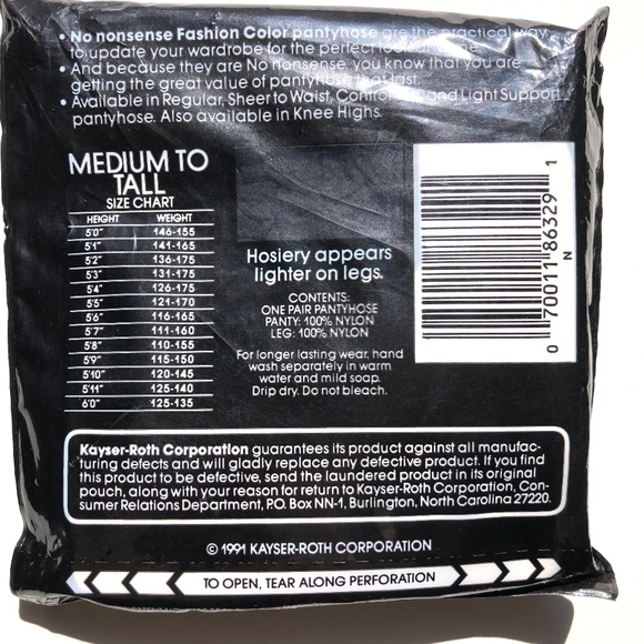 3 vtg No Nonsense Fashion Color regular pantyhose black sandalfoot Medium Tall B - Picture 5 of 5